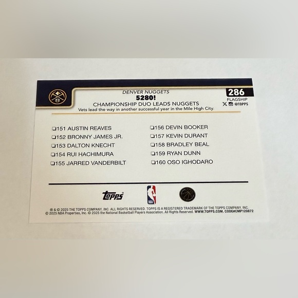 2025 Topps Championship Duo Leads 5280! Flagship # 286 - Picture 6 of 8